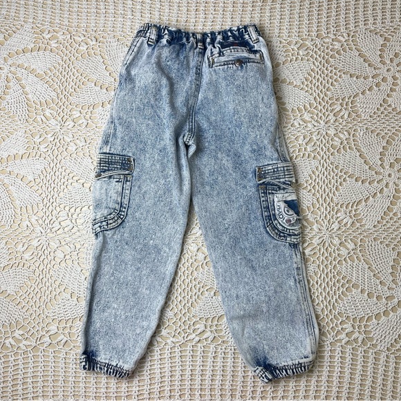 Vintage 1990s Bugle Boy 7 Years Acid Wash Rad Pull On Denim Jogger Jeans - Picture 4 of 7